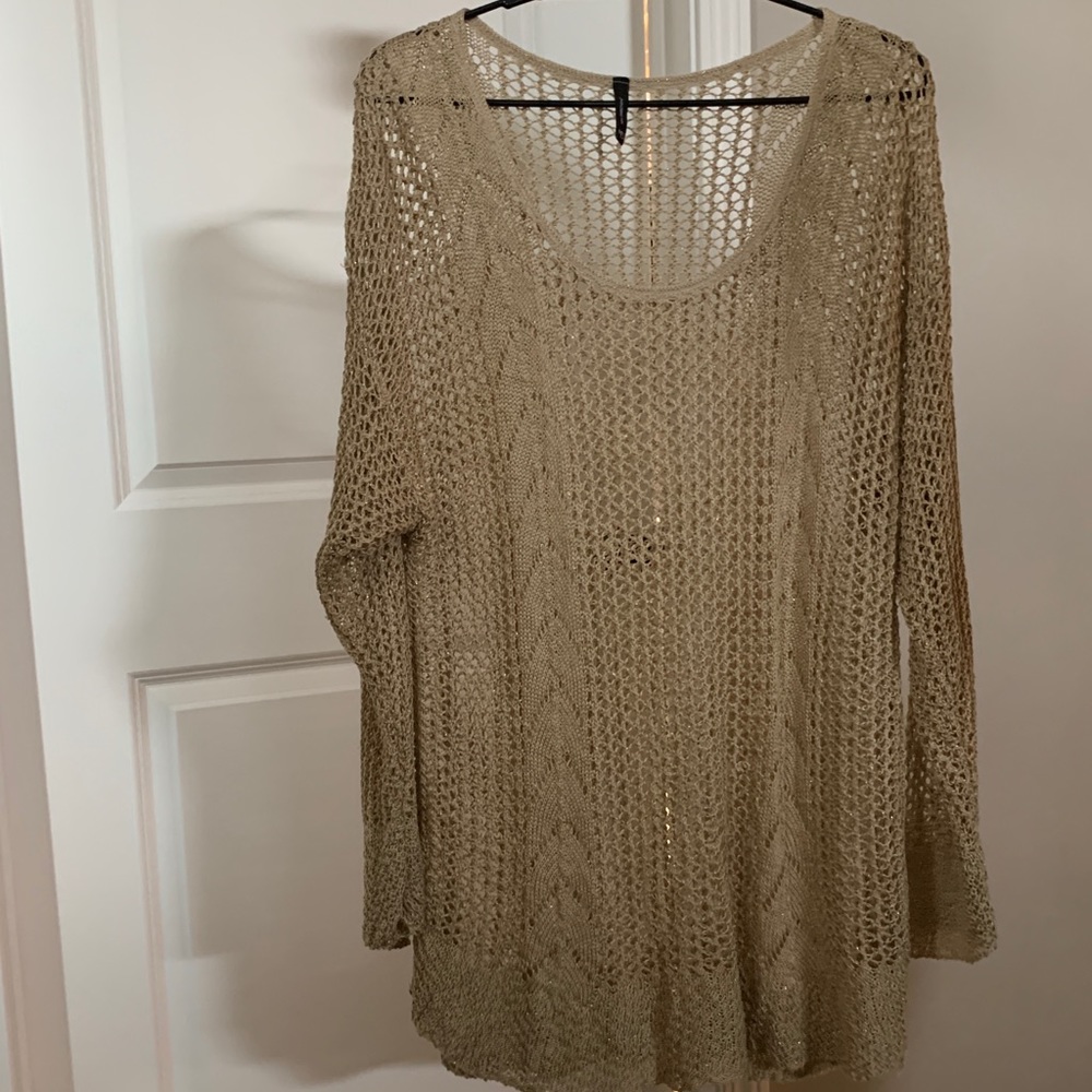 Cream Crochet Sparkly Tunic